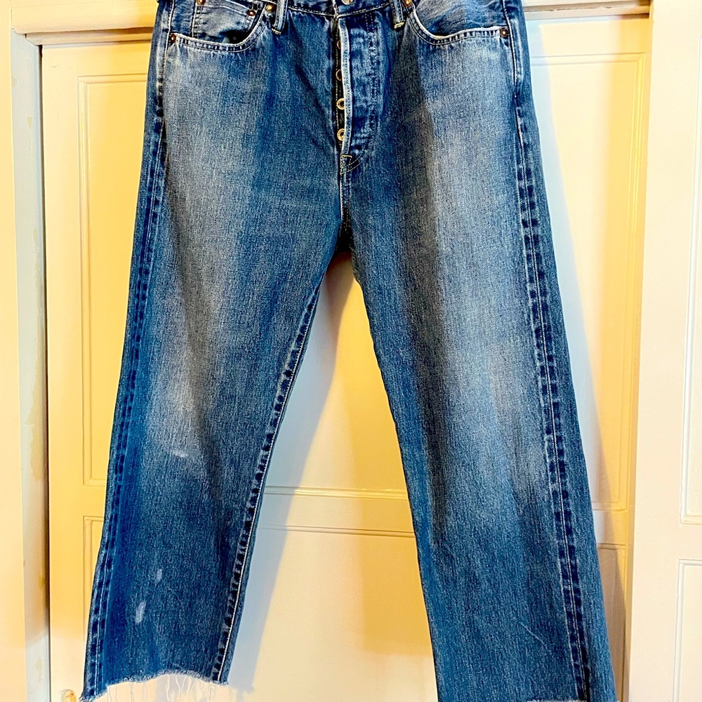 Chimala Button Fly Frayed Hem Jeans